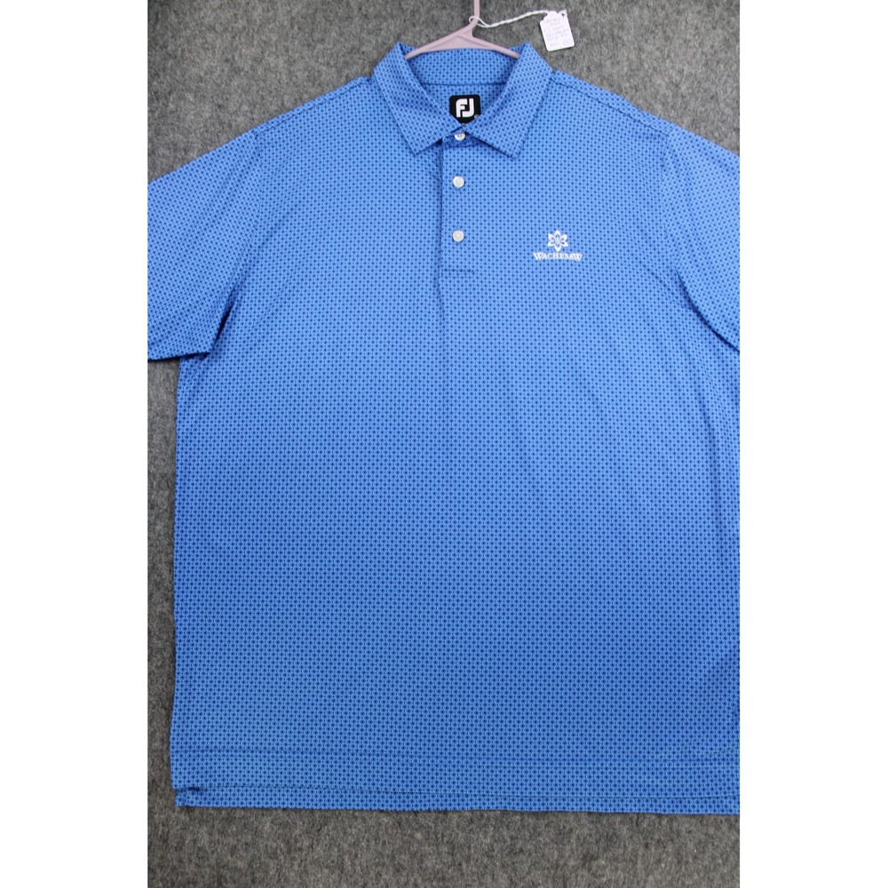 FootJoy Mens Wachesaw Plantation Golf Polo Shirt Blue Geometric Print XL 28580